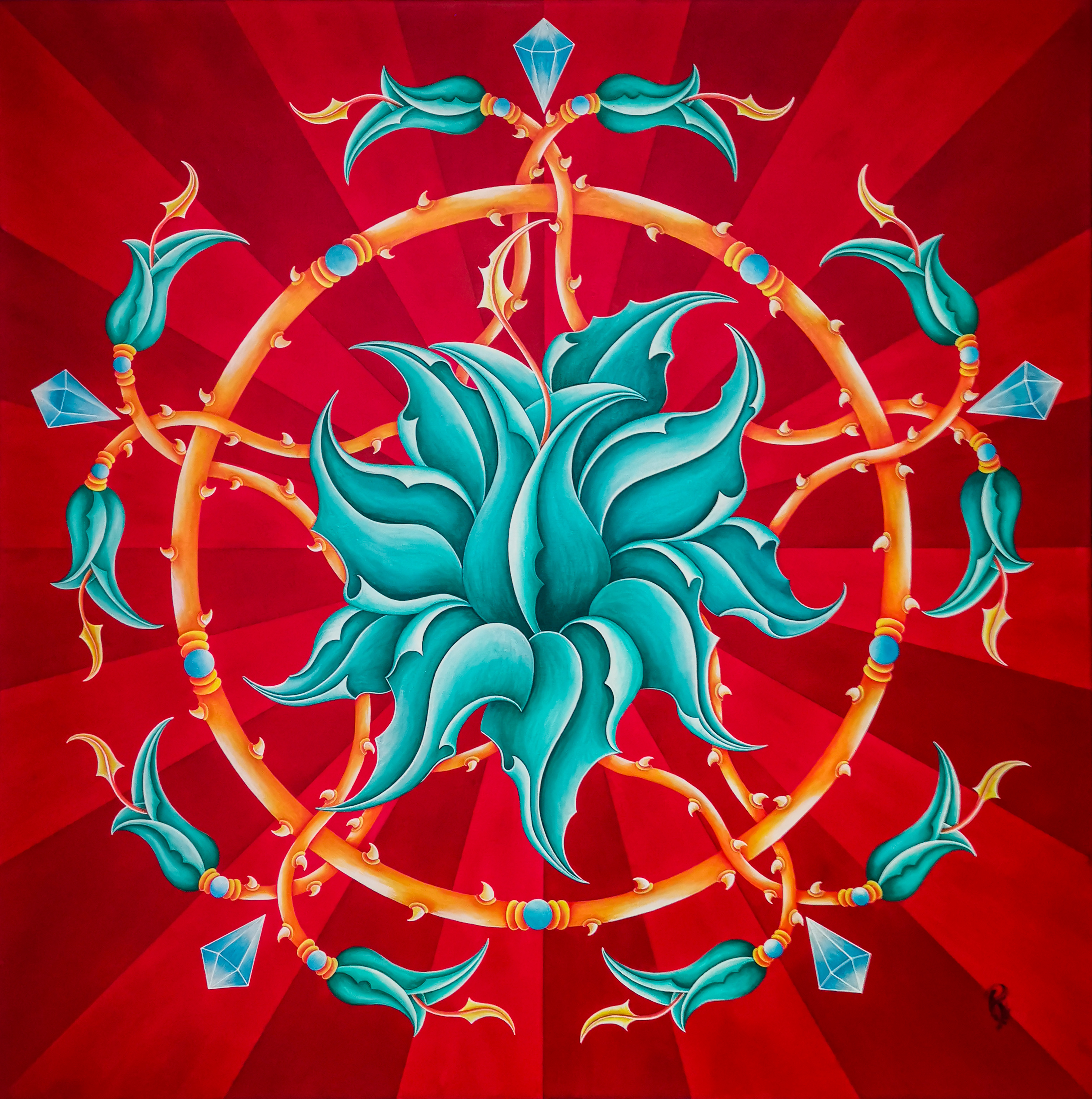 RITUAL IN RED_by Paula Finelli_ 120 x 120cm, Acryl on Canvas